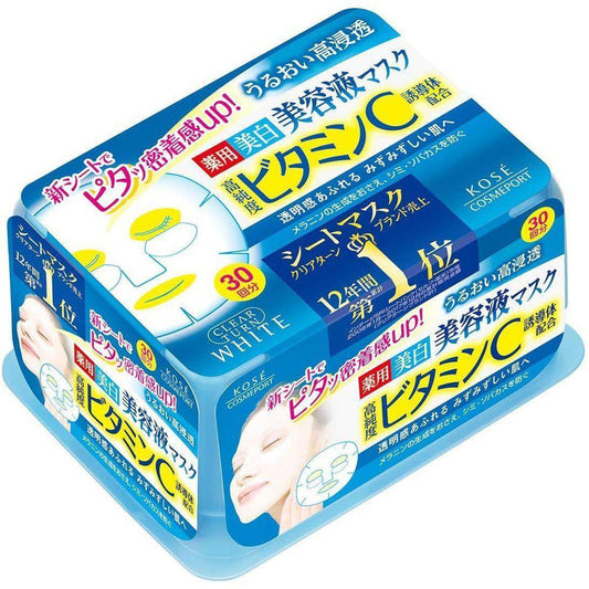 Kose Clear Turn Essence Facial Mask with Vitamin C 30pcs - Blue