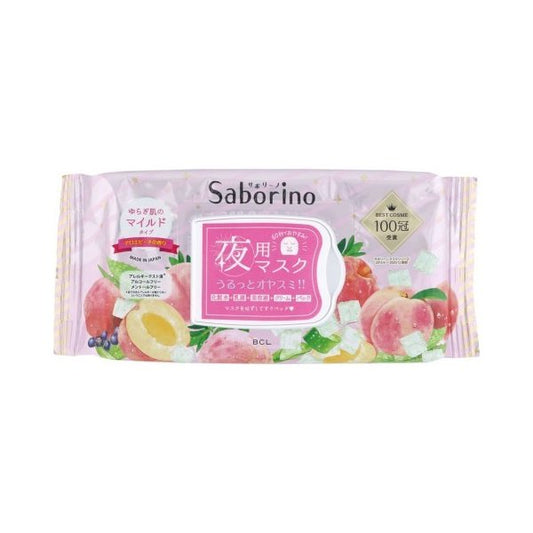 BCL Saborino Good Night Face Mask 28 Sheets -  Peach Aloe